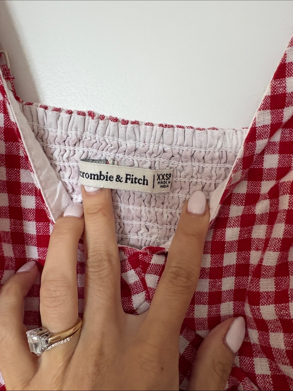 Abercrombie & Fitch Red Gingham V‑Neck Mini Dress - Picture 2 of 2
